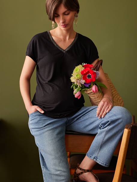 Tee-shirt grossesse col V irisé noir 1 - vertbaudet enfant 