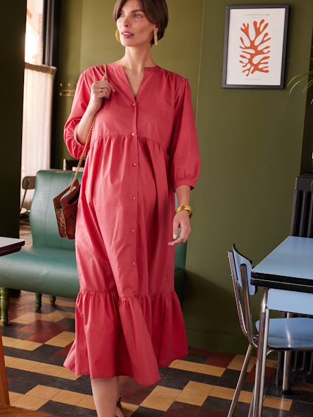 Robe longue grossesse esprit bohème boutonnée bleu roi+grenadine+noir 7 - vertbaudet enfant 