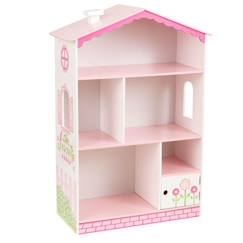 Chambre et rangement-Rangement-KidKraft - Bibliothèque en bois en forme de Maison de Poupée Cottage pour Enfant avec 3 étages - Rose