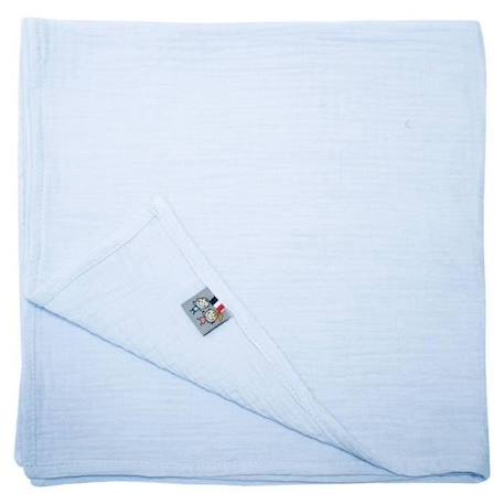 Lange en gaze de coton - SEVIRA KIDS - Jeanne Bleu - Douceur et délicatesse - Lavable et réutilisable - 60x60 cm BLEU 1 - vertbaudet enfant 