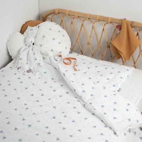 Parure de lit housse de couette et taie d'oreiller Bleuet - SEVIRA KIDS - Blanc - Gaze de coton - 80x120 cm BLANC 4 - vertbaudet enfant 