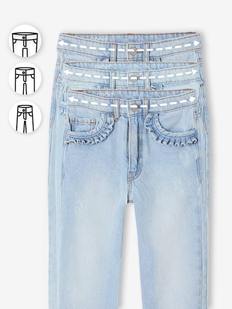 Jean fille droit MorphologiK tour de hanches Fin bleu foncé+denim bleached+stone 10 - vertbaudet enfant 