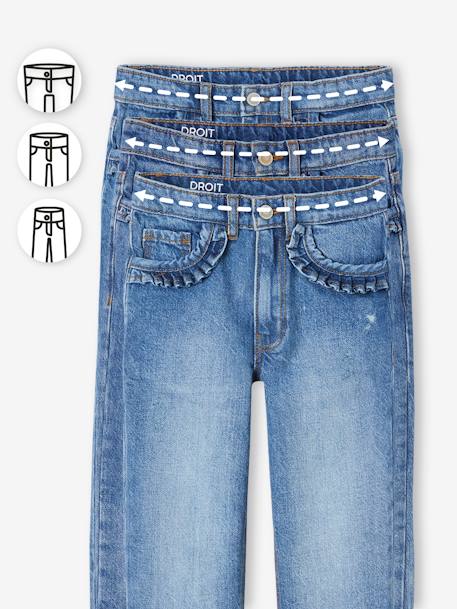 Jean droit MorphologiK fille tour de hanches Fin denim bleached+stone 9 - vertbaudet enfant 