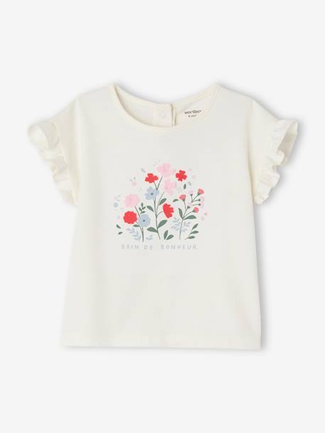 Tee-shirt avec fleurs en relief bébé écru 1 - vertbaudet enfant 