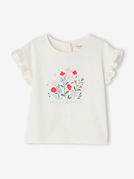 Tee-shirt avec fleurs en relief bébé  - vertbaudet enfant