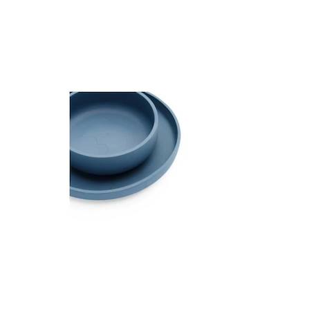 Coffret de table bébé Silicone Jeans Bleu (4pcs) - Set vaisselle - Assiette Verre Couverts BLEU 3 - vertbaudet enfant 