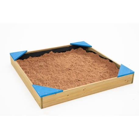 Bac a sable bois avec bache de fond et couverture de protection tp toys 90 x 90 x 12 cm MARRON 1 - vertbaudet enfant 
