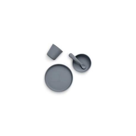 Coffret de table bébé Silicone Gris Tempête (4pcs) - Set vaisselle - Assiette Verre Couverts GRIS 2 - vertbaudet enfant 