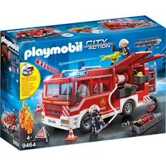 Jouet-Jeux d'imagination-PLAYMOBIL 9464 Fourgon d'intervention des pompiers jaune avec canon à eau fonctionnel - City Action