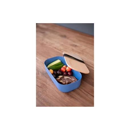 Kindsgut Lunch Box en bioplastique avec couvercle en bois de hêtre non verni, Denim BLEU 4 - vertbaudet enfant 