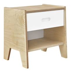 Chambre et rangement-Chambre-Table de chevet-Chevet Samy  Blanc et bois