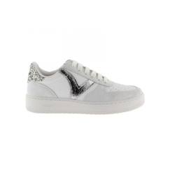 Chaussures-Baskets pour fille - VICTORIA 1258233 - Talon plat - Cuir blanc - Lacets