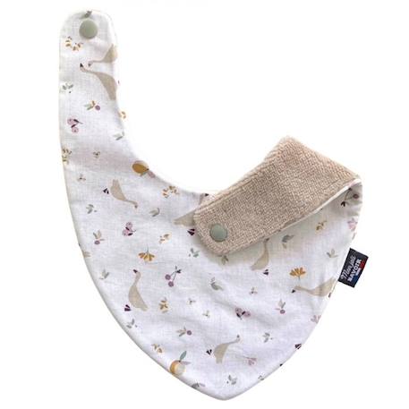 Bavoir bandana - Petites oies pour bébés de 3 à 18 mois - 100% coton - Absorption maximale - Fermeture pression - Lavage à 40° BLANC 2 - vertbaudet enfant 