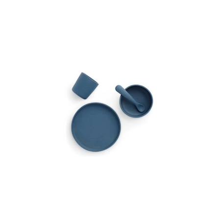 Coffret de table bébé Silicone Jeans Bleu (4pcs) - Set vaisselle - Assiette Verre Couverts BLEU 2 - vertbaudet enfant 
