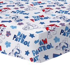Linge de maison et décoration-Linge de lit enfant-Drap-housse imprimé 100% coton PAT PATROUILLE COLORS - Taille : 90x190 cm