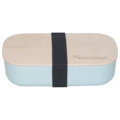 -Kindsgut Lunch Box en bioplastique avec couvercle en bois de hêtre non verni, Aquamarine