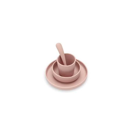 Coffret de table bébé Silicone Rose Pale (4pcs) - Set vaisselle - Assiette Verre Couverts ROSE 1 - vertbaudet enfant 