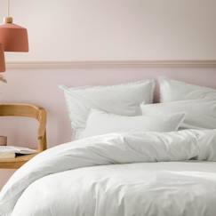 Linge de maison et décoration-Linge de lit enfant-Taie d'oreiller-Set de 2 taies d’oreiller unies à franges, COTON LAVÉ Blanc 50x70 cm