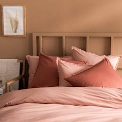 Linge de maison et décoration-Linge de lit enfant-Taie d'oreiller-Set de 2 taies d’oreiller unies à franges, COTON LAVÉ Nude 65x65 cm