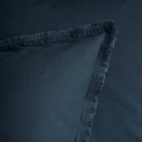 Set de 2 taies d’oreiller unies à franges, COTON LAVÉ Bleu nuit 65x65 cm BLEU 3 - vertbaudet enfant 