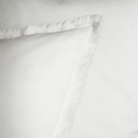 Set de 2 taies d’oreiller unies à franges, COTON LAVÉ Blanc 65x65 cm BLANC 3 - vertbaudet enfant 