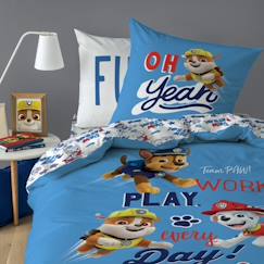 Linge de maison et décoration-Linge de lit enfant-Housse de couette + taie d'oreiller 100% coton PAT PATROUILLE COLORS - Taille : 140x200 cm