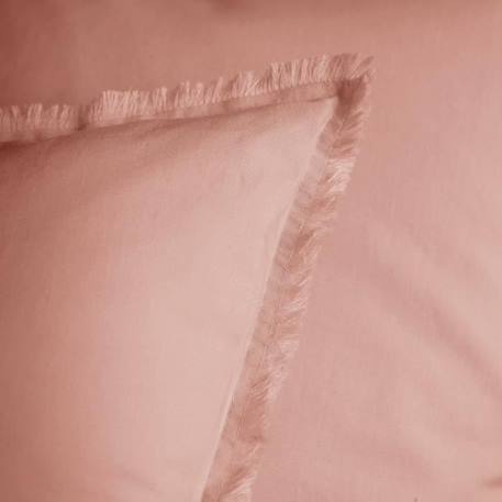 Set de 2 taies d’oreiller unies à franges, COTON LAVÉ Nude 65x65 cm ROSE 3 - vertbaudet enfant 