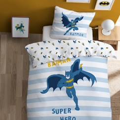 Linge de maison et décoration-Linge de lit enfant-Parure de lit imprimée 100% coton BATMAN TEAM 140x200 cm