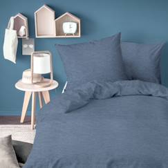 Linge de maison et décoration-Parure de lit unie en jersey de coton, JERSEY. Taille : 140x200 cm. Couleur : Bleu chiné
