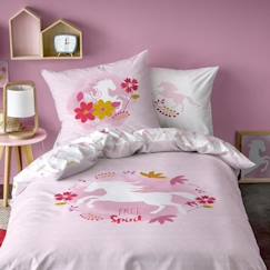 Linge de maison et décoration-Linge de lit enfant-Housse de couette-Parure de lit enfant 100% coton cheval spirit rose