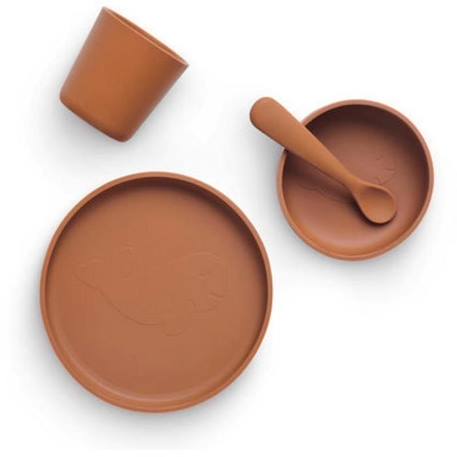 Coffret de table bébé Silicone Caramel (4pcs) - Set vaisselle - Assiette Verre Couverts MARRON 3 - vertbaudet enfant 