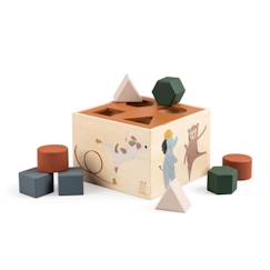 Jouet-Premier âge-Premières manipulations-Cube à formes en bois Animaux - Eveil bébé - Sebra