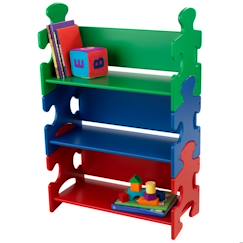 Chambre et rangement-KidKraft - Bibliothèque en bois Puzzle Primaire pour Enfant avec 3 Étagères