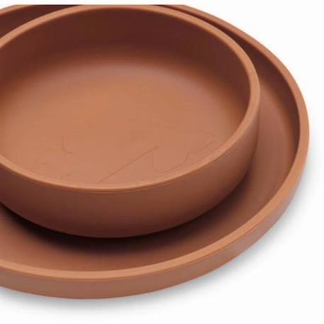 Coffret de table bébé Silicone Caramel (4pcs) - Set vaisselle - Assiette Verre Couverts MARRON 2 - vertbaudet enfant 