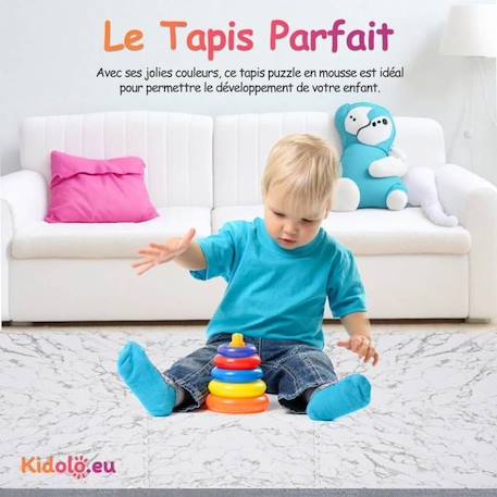 Tapis d éveil et jeux Enfant Puzzle Marbre - 120 x 180 cm - Géant - Mousse EVA sûre et durable - Kidolo BLANC 3 - vertbaudet enfant 