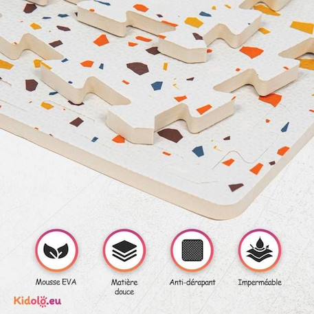 Tapis d éveil et jeux Enfant Puzzle Terrazzo Orange - 120 x 180 cm - Géant - Mousse EVA sûre et durable - Kidolo BLANC 3 - vertbaudet enfant 