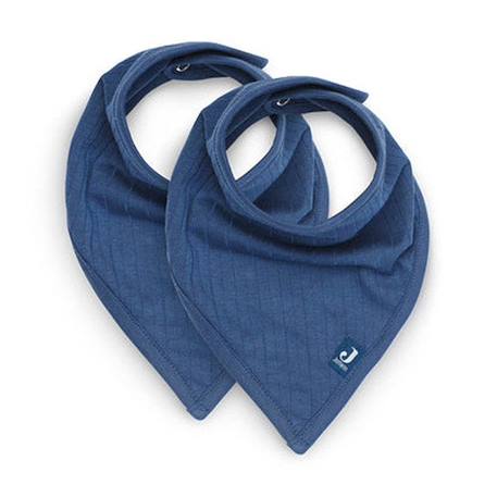 Bavoir Bandana Basic Stripe Jeans Bleu - JOLLEIN - Bébé - 100% coton-jersey - 0 mois - Naissance - Mixte BLEU 1 - vertbaudet enfant 