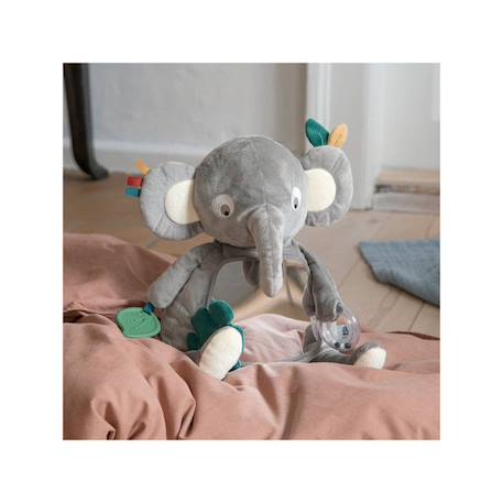 Jouet d'activité Finley l'éléphant - Peluche avec miroir - Sebra GRIS 2 - vertbaudet enfant 