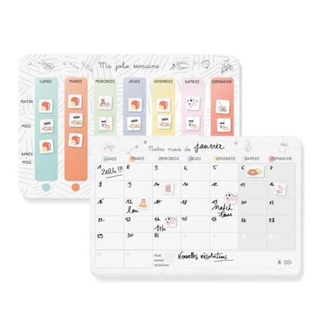 Kit organisation - L'Atelier Gigogne - jeux d'apprentissage magnétiques - semainier pour enfant et planning mensuel pour parents BLANC 4 - vertbaudet enfant 