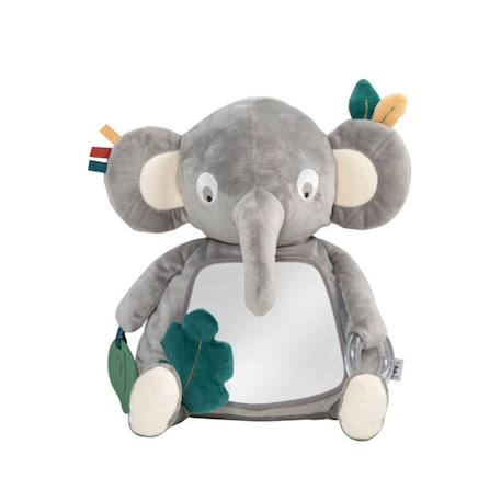 Jouet d'activité Finley l'éléphant - Peluche avec miroir - Sebra GRIS 1 - vertbaudet enfant 