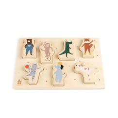 Jouet-Premier âge-Premières manipulations-Puzzle en bois Animaux en bois - 7 pièces - Bébé - Sebra - Motricité fine et reconnaissance des formes et des couleurs