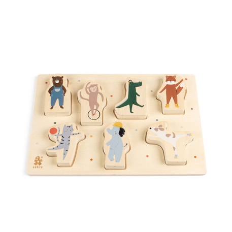 Puzzle en bois Animaux en bois - 7 pièces - Bébé - Sebra - Motricité fine et reconnaissance des formes et des couleurs BEIGE 1 - vertbaudet enfant 