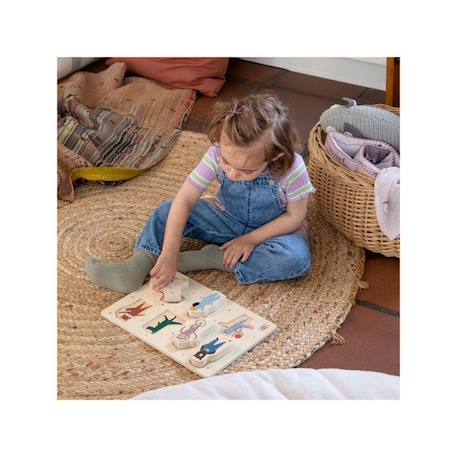 Puzzle en bois Animaux en bois - 7 pièces - Bébé - Sebra - Motricité fine et reconnaissance des formes et des couleurs BEIGE 2 - vertbaudet enfant 
