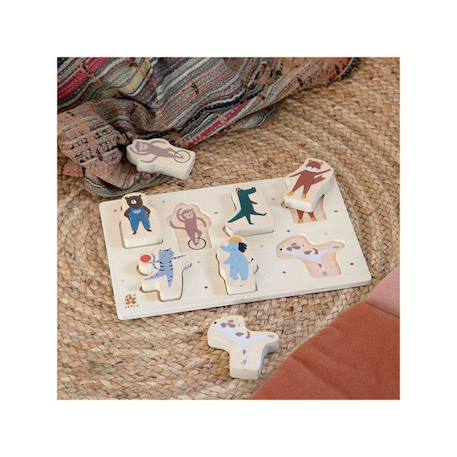 Puzzle en bois Animaux en bois - 7 pièces - Bébé - Sebra - Motricité fine et reconnaissance des formes et des couleurs BEIGE 3 - vertbaudet enfant 
