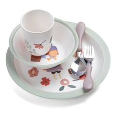 Coffret repas - Pixie Land - Mélamine - Couverts pour enfants - Rose - violet - Sebra  - vertbaudet enfant