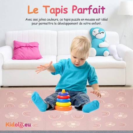 Tapis d éveil et jeux Enfant Puzzle Arc En Ciel Rose - 120 x 180 cm - Géant - Mousse EVA sûre et durable - Kidolo BLANC 3 - vertbaudet enfant 