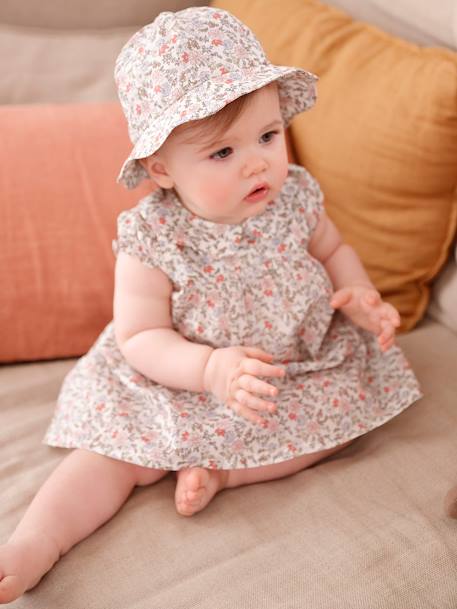 Ensemble robe et chapeau naissance écru 1 - vertbaudet enfant 