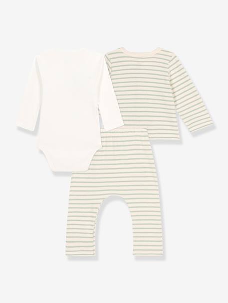 Ensemble 3 pièces bébé rayé vert 2 - vertbaudet enfant 
