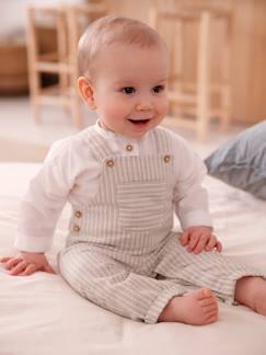 -Ensemble bébé naissance cérémonie chemise salopette en lin et coton