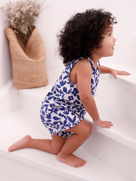 Combinaison bébé fille imprimée bleu imprimé+corail 5 - vertbaudet enfant 